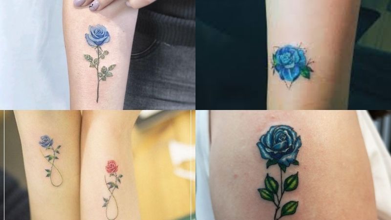 Một số mẫu hình xăm hoa hồng xanh cho đôi bạn thân