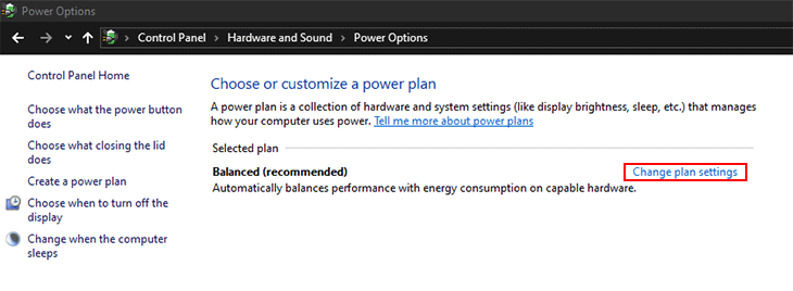 Ở giao diện Power Options, chọn tiếp Change plan settings