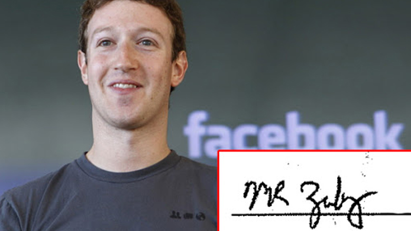 Chữ ký mệnh Kim của nhà sáng lập Facebook Mark Zuckerberg