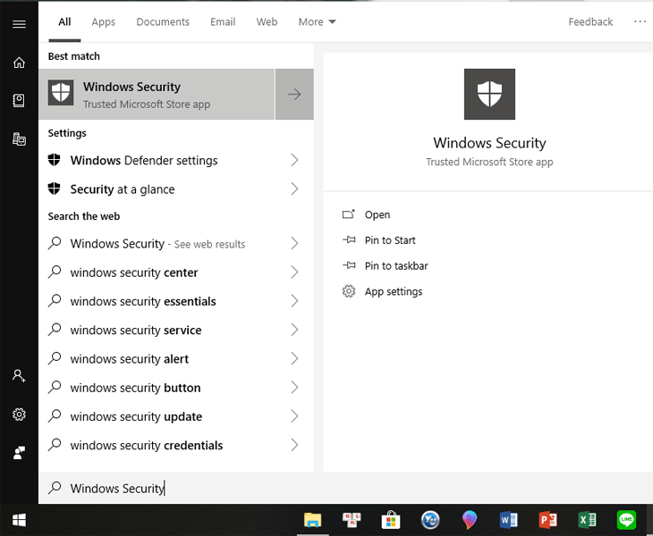 Tìm kiếm Windows Security bằng Cortana 